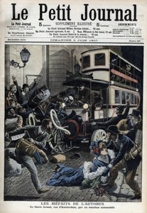 De wandaden van de bus: een fiacre verpletterd door een bus in de Amsterdamstraat in Parijs 