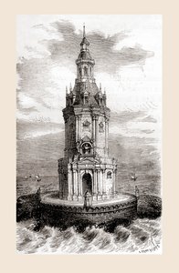 De originele 17e-eeuwse vuurtoren van Cordouan, nabij de monding van de Gironde in Frankrijk, uit 
