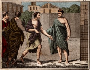 De ostracisme van Aristides de Rechtvaardige, oude Griekse (Atheense) soldaat en staatsman.