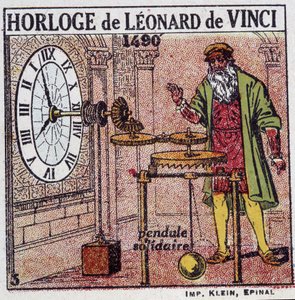 De slingerklok van Leonardo da Vinci (Leonardo da Vinci) (1452 - 1519) (slinger in 1490) - in 