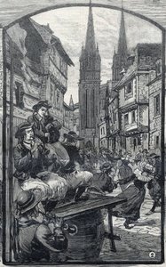 De spelers van biniou in Quimper (Finistère, Bretagne). in 