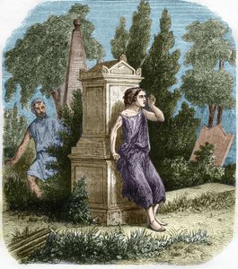 De prostituees van de oudheid, Griekenland: de Hetaires maakten openlijk hun beroep. Gravure in 