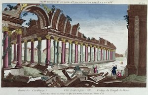 De overblijfselen van de Tempel van Mars tussen de ruïnes van Carthago door French School