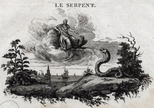 De slang. Fabel van Aesopus. Geschreven door Guillaume Montfort en gegraveerd door Beauble in 1801. door French School