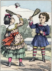 Het stuurwiel. Gravure uit het prentenboek "De spellen van de kindertijd". Beeld van Epinal, eind 19e eeuw