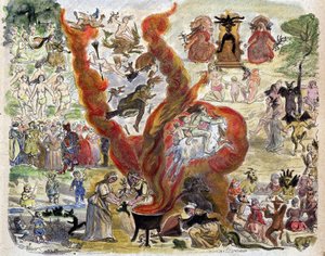De bijgeloven van het jaar duizend (1000): de sabbat - in Geschiedenis van de pausen door French School