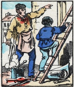 De kietelaar. Gravure in 
