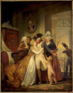 Het vertrek van de vrijwilliger naar het leger. Franse Revolutie