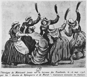 Theroigne de Mericourt gegeseld door een groep Parijse Jacobijnse vrouwen, 16 mei 1793 door French School