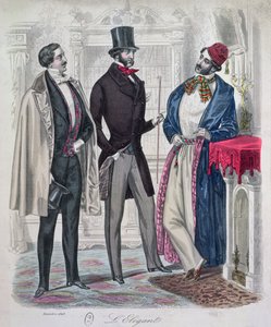 Drie elegante jonge mannen, december 1848 door French School