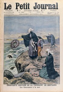 Kransen in de zee gooien op Allerheiligen in Bretagne, omslagillustratie uit Le Petit Journal, 5 november 1911 door French School