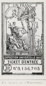 Toegangskaart voor de Exposition Universelle van 1889 (litho)