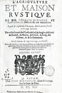 Titelpagina van LAgriculture et Maison Rustique, door Charles Estienne, editie gepubliceerd 1641 door French School