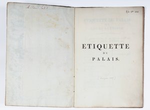 Titelpagina van de Etiquette du Palais, Lucca, 1805