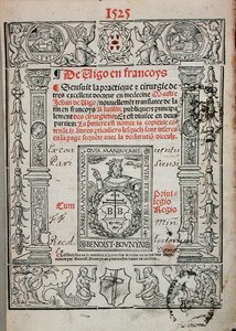Titelpagina uit een boek over chirurgie door Jean de Vigo, 1525 door French School