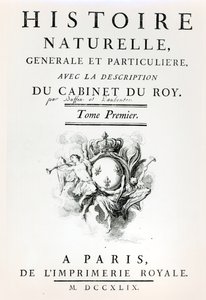 Titelpagina van Histoire Naturelle, Generale et Particuliere door Buffon, Parijs, 1749