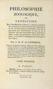 Titelpagina van "Philosophie Zoologique" door Jean-Baptiste Lamarck, gepubliceerd in Parijs, 1809 door French School
