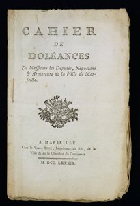 Titelpagina van het Klachtenboek van de Afgevaardigden, Kooplieden en Reders van Marseille, 1789 door French School