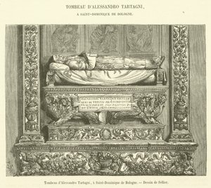 Graf van Alessandro Tartagni, in Saint-Dominique de Bologne (gravure) door French School