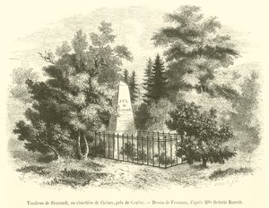 Graf van Sismondi, op de begraafplaats van Chenes, nabij Genève (gravure) door French School