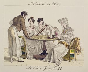Te Veel Keuze, plaat 44 uit Le Bon Genre, 1827 door French School