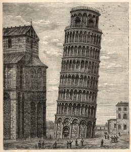 Toren van Pisa - Torre di Pisa - Tour de Pisa - Gravure in 