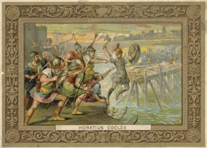 Handelskaart met een afbeelding van Horatius Cocles door French School
