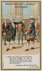Handelskaart met de reactie van de graaf van Mirabeau op de markies van Dreux-Brézé door French School