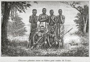 Traditionele kleding van de Inheemse Bevolking van Gabon, illustratie uit 