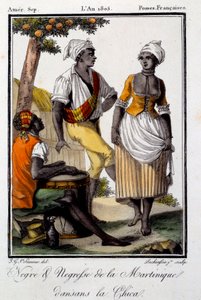 Traditionele dans: inwoners van Martinique dansen chica door French School