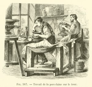 Travail de la porcelaine sur le tour door French School