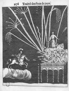 Verhandeling over vreugdevuren, illustratie uit Pratique de la Guerre door François Malthus, Parijs, 1656 door French School