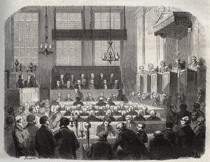 Proces van William Palmer, in het Central Criminal Court, mei 1856, voor het vergiftigen van John Parsons Cook, in Rugeley door French School