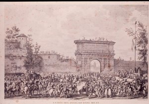 Triomfantelijke intocht van de Franse troepen onder Napoleon Bonaparte in Milaan, 15 mei