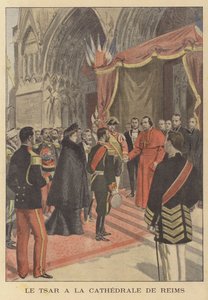 Tsaar Nicolaas II van Rusland in de kathedraal van Reims tijdens zijn bezoek aan Frankrijk door French School