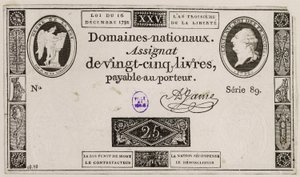 Vijfentwintig livres bankbiljet, serie 89 door French School
