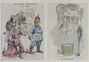 Twee Karikaturen van Jules Favre door French School