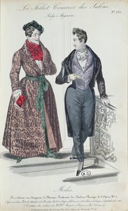 Twee elegante jonge mannen, 1835 door French School