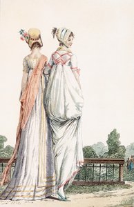 Twee Dames in Promenadejurken, 1796 door French School