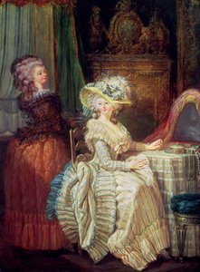 Twee vrouwen bij een dressoir door French School