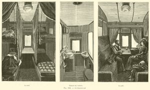 Een slaapwagen (gravure) door French School