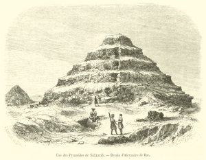 Een van de piramides van Sakkarah (gravure) door French School