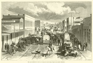Een straat in Denver, de F-straat (gravure) door French School