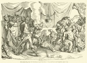 Une scène du poeme des Niebelungen (gravure) door French School