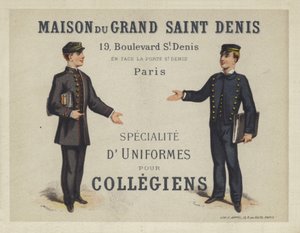 Uniformen voor Franse Collegiens, advertentie voor Maison du Grand Saint Dennis