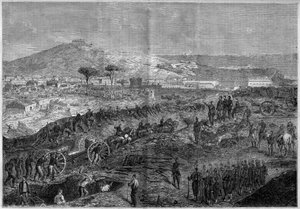 Eenheid van Italië - Expeditie van de Duizend of Rode Hemden onder leiding van Giuseppe Garibaldi (1807-1882) - Beleg van Gaeta door French School