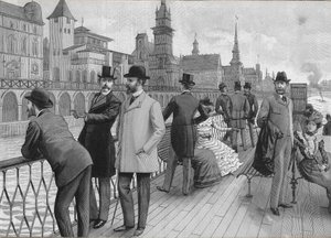 Wereldtentoonstelling van 1900 in Parijs: de straat van de naties.