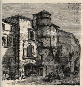 Uzes - het oude kasteel - Gard - Frankrijk - gravure in 
