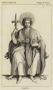 VIII Eeuw, Regering van Pepijn, Pepijn (gravure) door French School