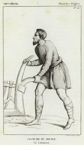 7e eeuw, Verschillende regeerperiodes, Kostuum van het volk, Een landbouwer (gravure) door French School